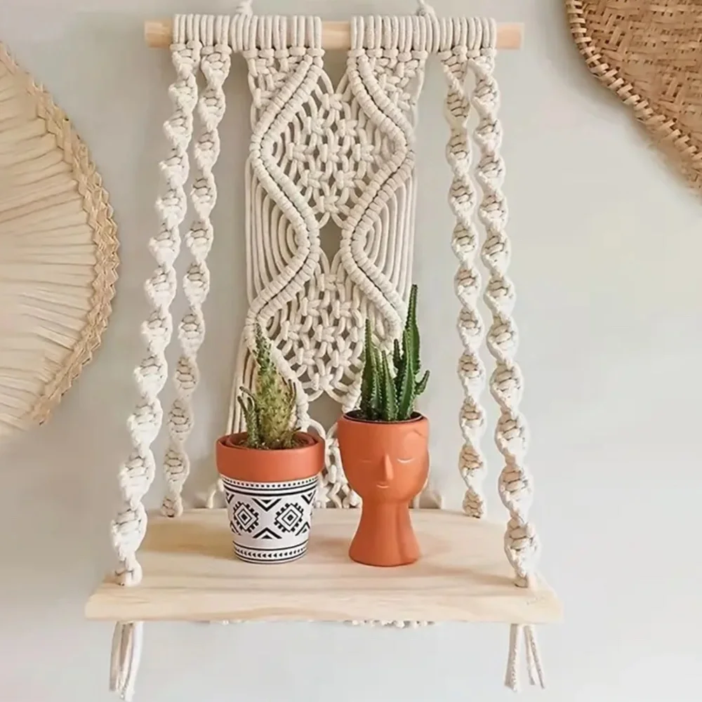 NWT Detailed Handmade Bohemian Macramé Shelf for Wall Hanging!